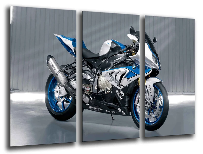 Multi Wood Printings Art Print Box Framed Picture Wall Hanging - (Total Size: 38,2" x 24,4"), Motorcycle BMW, Engine - Framed and Ready to Hang - ref. 26076 - Image 1