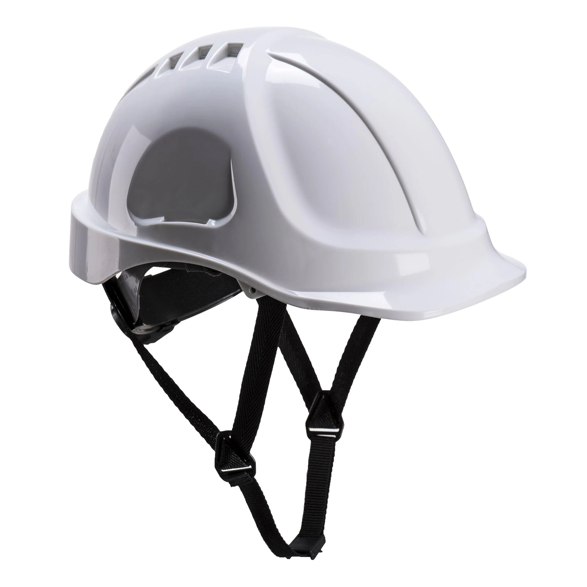 Portwest PS54 Endurance Plus Safety Hard Hat Unvented Helmet ABS Shell Electrical Insulation 6-Point Suspension Adjustable Fit Chin Strap Lateral Deformation CE Certified, White