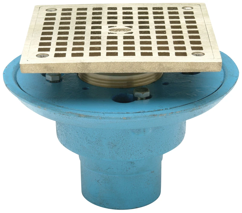 Zurn FD2254-NH2-S5 No-Hub Square Shower Drain with 5" Square Nickel Head Assembly, 2"