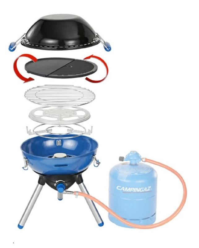 Campingaz Party Grill | Camping Stove and Grill | All-in-One Camping BBQ | portable barbecue with Griddle, Grid and Pan Support | runs off CV470 Gas Cartridge or R907 Cylinder,Party Grill 400 R