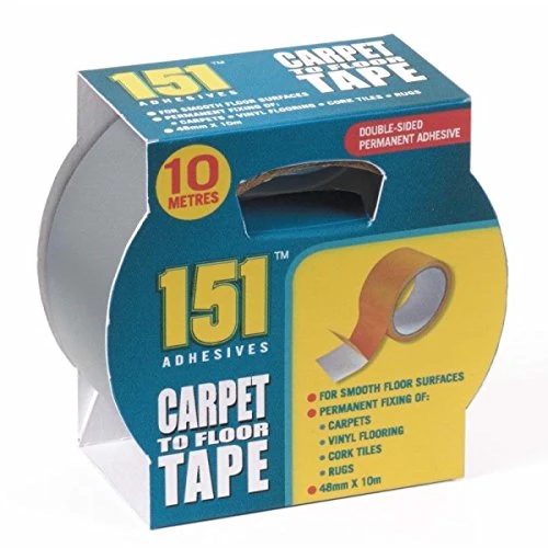 1 X Carpet to Floor Tape - Ten Metres long X 48mm Wide- Double Sided.For Permanent fixing of Carpets, Vinyl Flooring, Cork tiles, rugs and more!