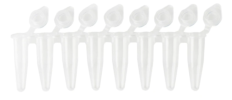 Pack of 8 Neolab 7 5209 PCR Strips for Cabinet Disply/TV Back Standard Profile Single Hung, 0.2 ml with Lid, Clear (Pack of 120) - Image 1