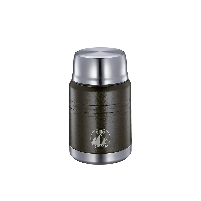 Cilio 0000545524 Food Storage Containers Monte, 0.5 Litre, Stainless Steel, Black - Image 1