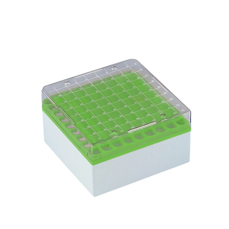 Neolab 7 8036 Kryo PC Storage Boxes, 81 Spots, Green (Pack of 6) – Height 77 mm - Image 1