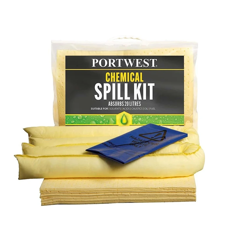 Portwest 20 Litre Chemical Kit, Color:Yellow, Size:Absorbs 20 Litres, SM90YER