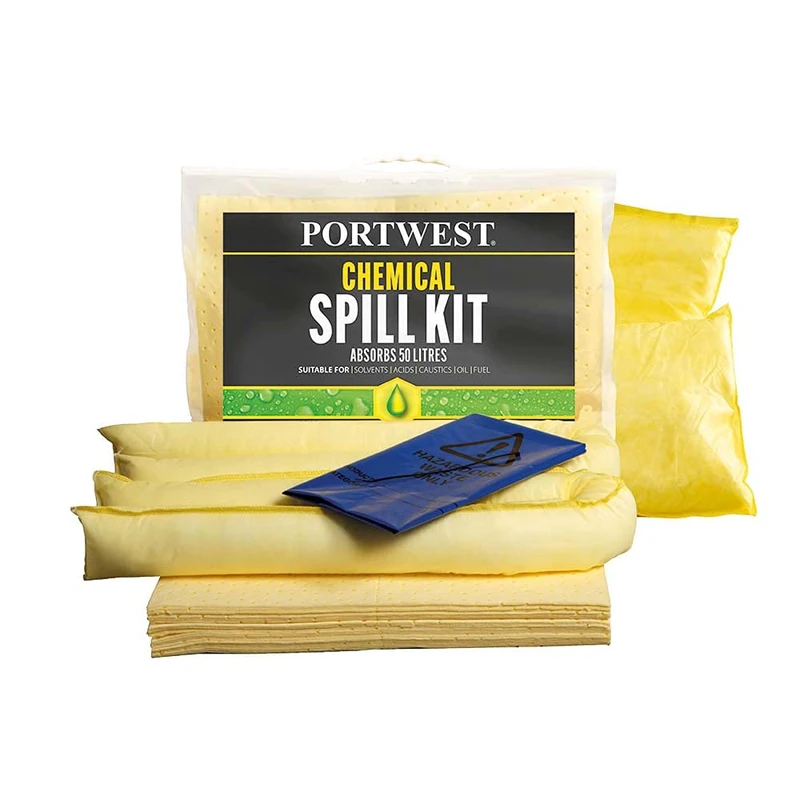 Portwest 50 Litre Chemical Kit, Color:Yellow, Size:Absorbs 50 Litres, SM91YER