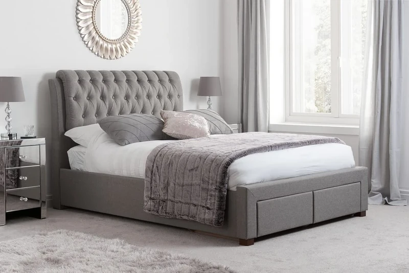 Birlea Valentino 2-Drawer Bed - Fabric, Grey, Double