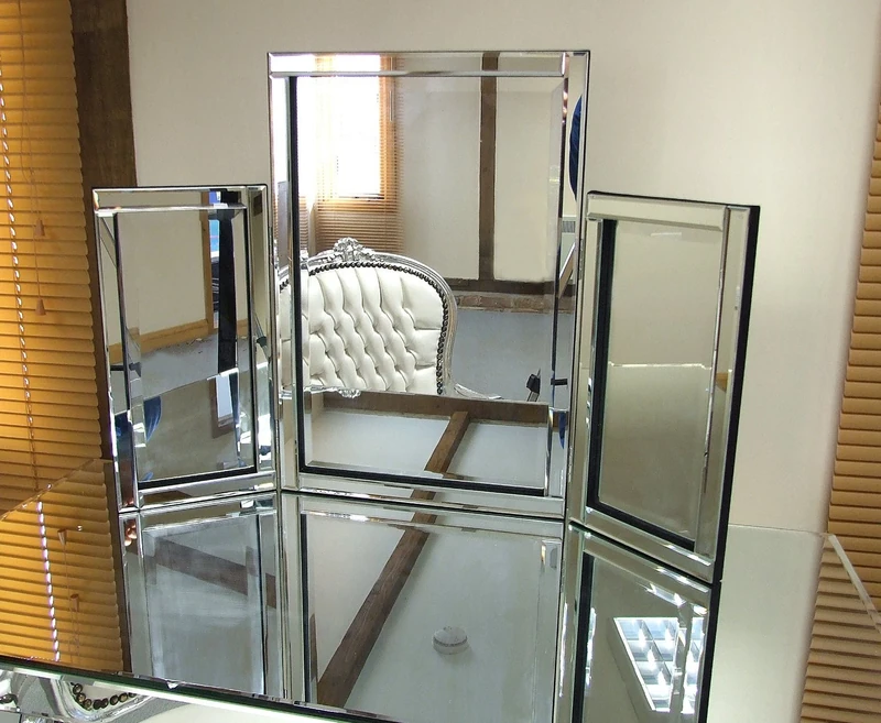 Kelsey Stores Dressing Table Mirror Modern Clear Venetian Tri Fold Free Standing Bedroom