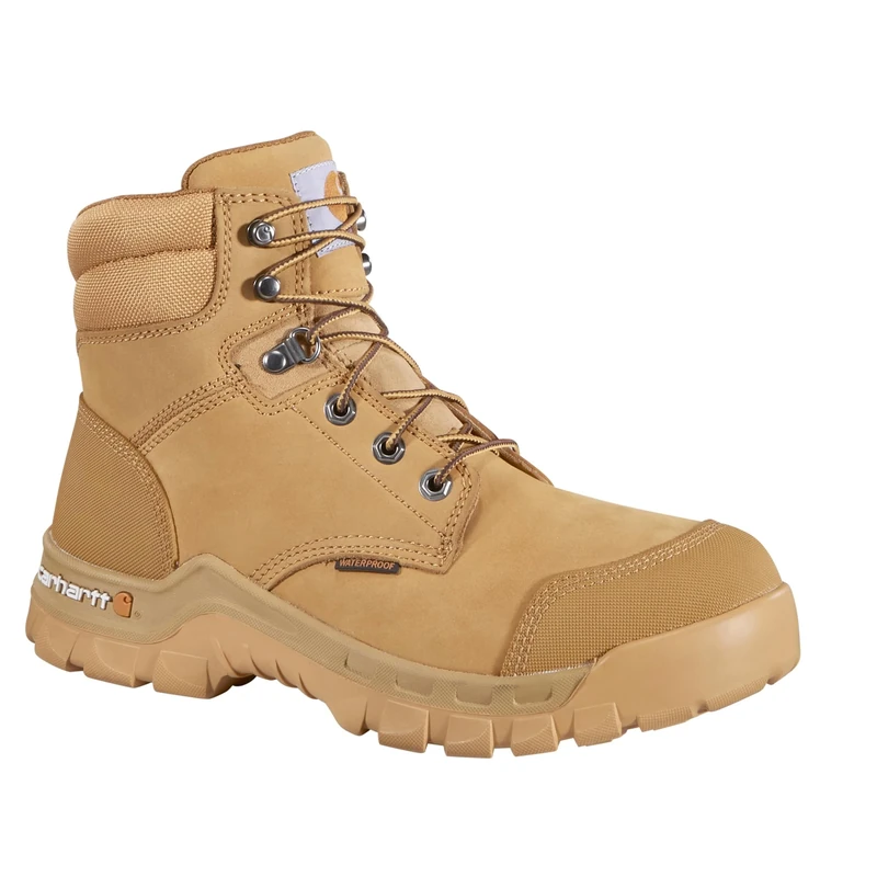 Carhartt Men's 6" Rugged Flex Waterproof Breathable Composite Toe Leather Work Boot CMF6356, Wheat, 11.5 M US