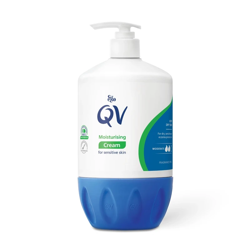 QV Cream with 10% Glycerin (500g) Rich Protective Moisturiser for Sensitive, Dry Skin, Fragrance Free, Noncomedogenic, Hydrating Skin Care for Eczema, Psoriasis, Dermatitis, (Packing May vary)
