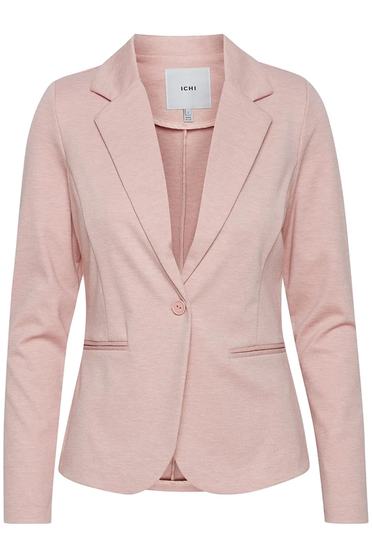 ICHI IHKATE BL Women's Blazer Short Blazer Jacket One Button Blazer with Stretch and Lapel Collar, Rose Smoke Melange (12524), M