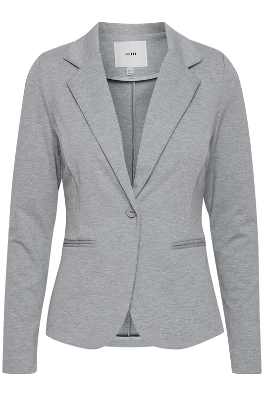 ICHI Women's 20101801 Blazer, Grey - Grau (Grey Melange 10020), 12 (Manufacturer Size: L)