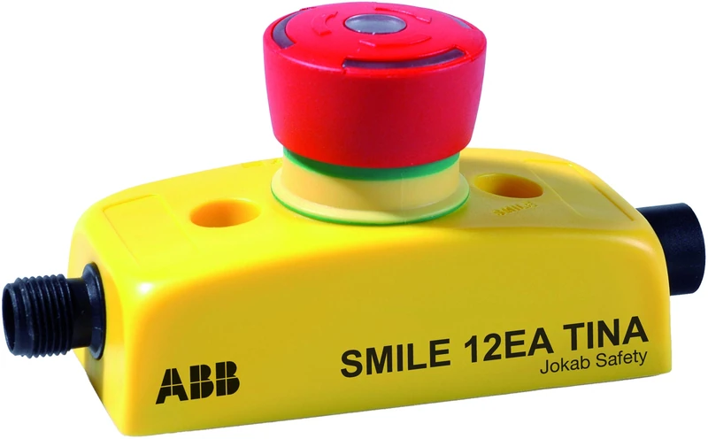 ABB Smile 12 EA Tina Emergency Stop Button, DYNlink, LED Button, 1xM12 5-Pin Male/Female Connector (ABB2TLA030050R0200) - Image 1
