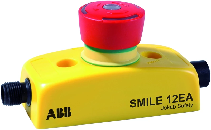 ABB Smile 12 EA Emergency Stop Button, 2xNC, LED Button, 1xM12 5-Pin Male/Female Connector (ABB2TLA030051R0200)