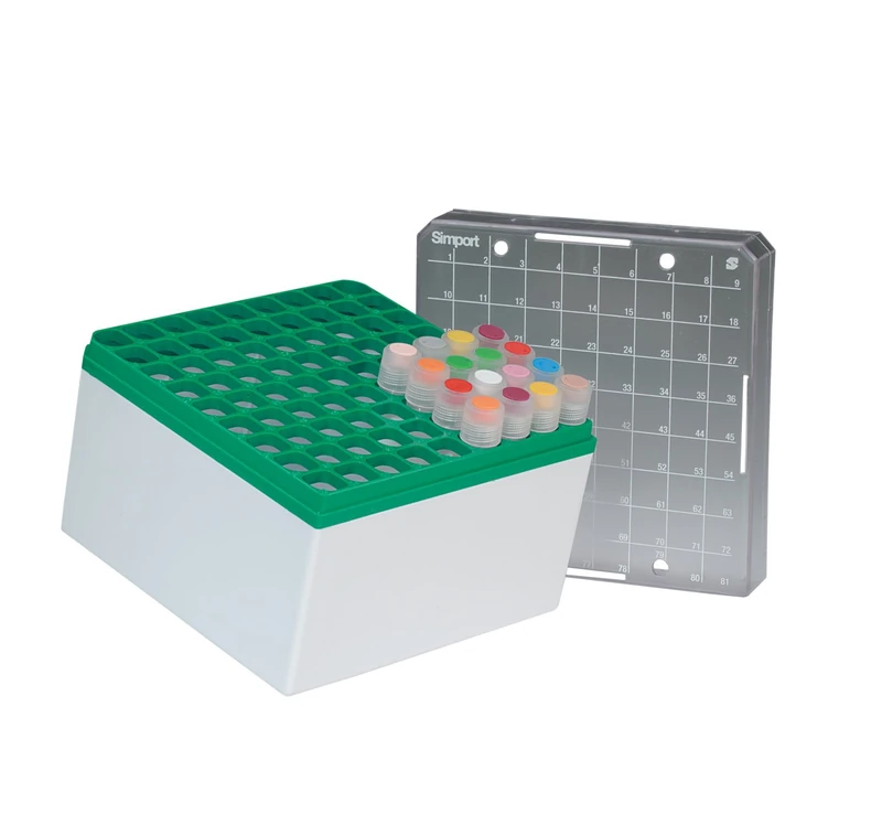 Neolab 7 PC, 8021 Kryo Storage Box 9 x 9 Spots, 96 mm High, Green (Pack of 5)