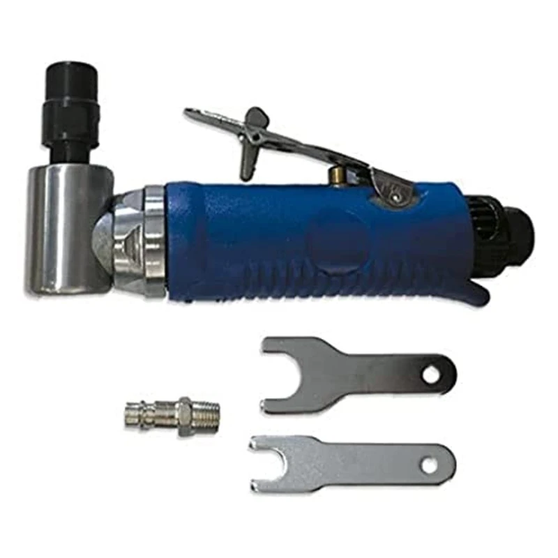 JBM® 52528 Pneumatic Angle Grinder Aluminium Body with Safety Button Head and to 90 Degree Air Inlet, 1/4 Inches Can