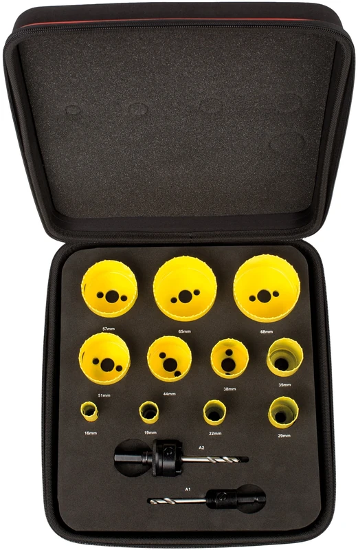 Starrett Bi-metal Hole Saw Kit - 13 Piece KFC11022 Fast Cut Deluxe Plumbers Hole Saw Set - Compatible With Bosch Dewalt Hitachi Festool Milwaukee