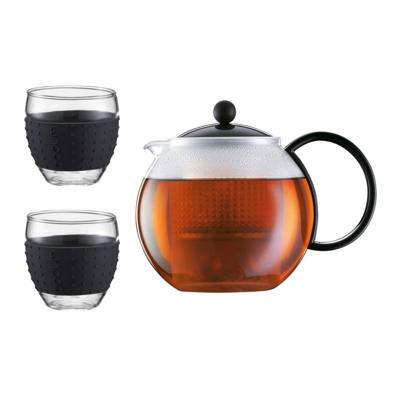 BODUM Tea Press, 1.0 L, 34 Oz And 2-Piece Glass, 0.35 L, 12 Oz,, K1844-01-2
