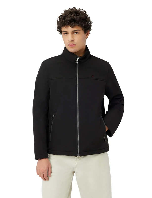 Tommy Hilfiger Men's Classic Soft Shell Windbreaker Jacket, Black, M UK