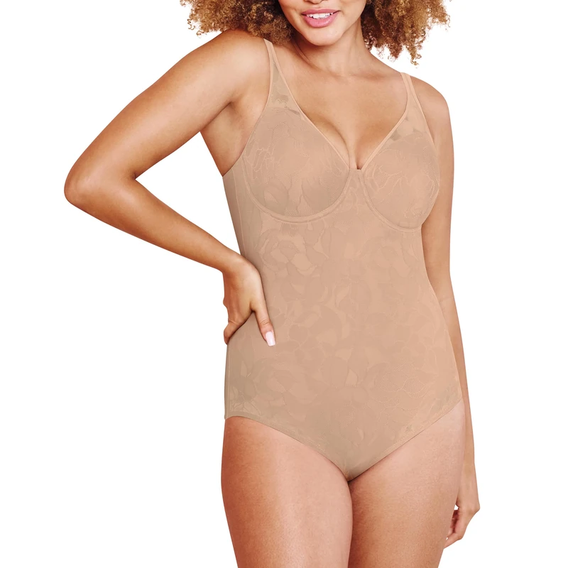 Bali Women’s Shapewear Firm Control Ultra Light Built-in Bra Lace Body Shaper Briefer Fajas DF6552, Nude, 40D
