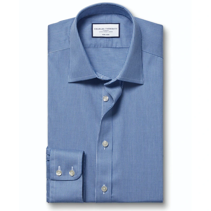 Charles Tyrwhitt Checked Shirts for Men - Non Iron with 100% Cotton Twill - Formal Dress Shirt for Work, Business & Weddings