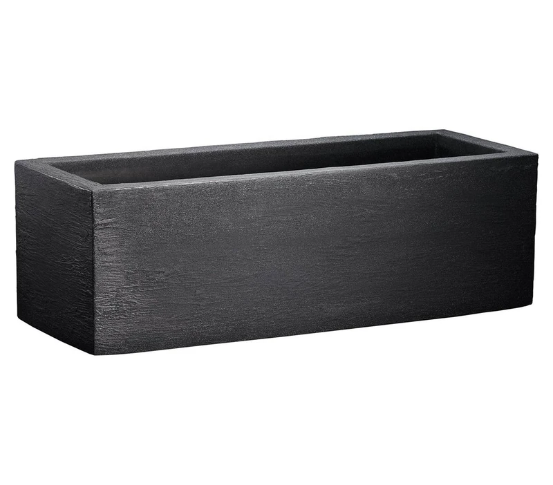 Dehner Palermo Slate Effect Plant Pot, Rectangular, 80 x 27 x 30 cm Plastic Anthracite