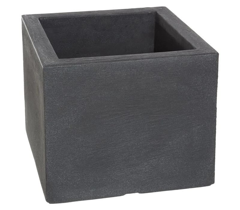 Dehner Palermo Plant Cube, Slate Effect, Plastic, Anthracite - Image 1