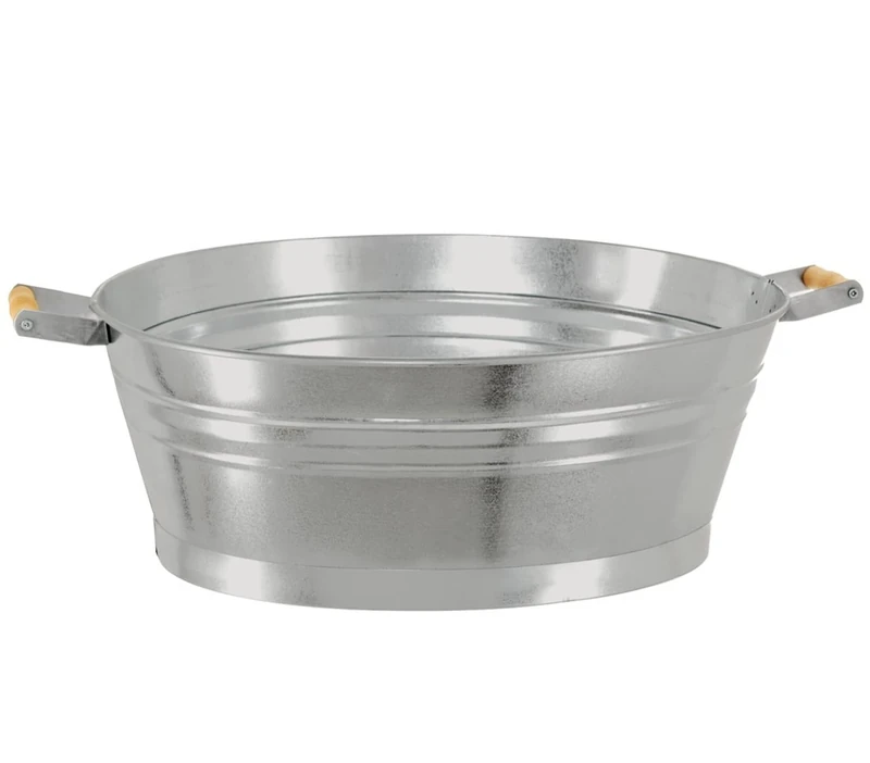 Dehner Decorative Tub Approx. 55 x 42 x 19 cm Zinc, Silver