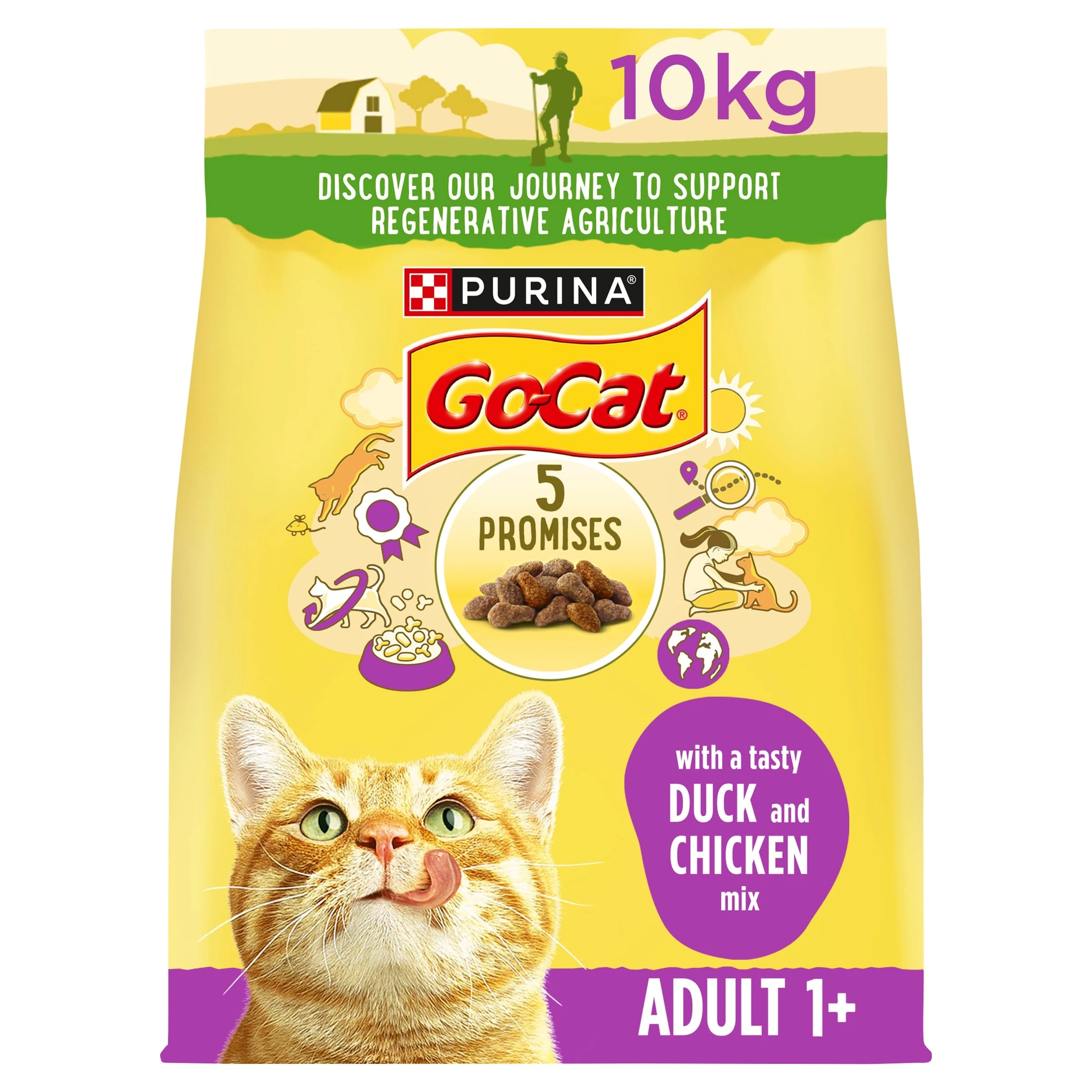 GO-CAT Adult Dry Cat Food Chicken and Duck 10kg Pack