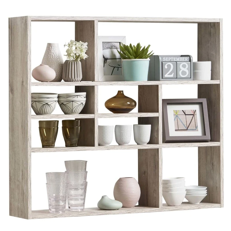 FMD "Mika Wall Mounted Shelf, Wood, Sand Oak
