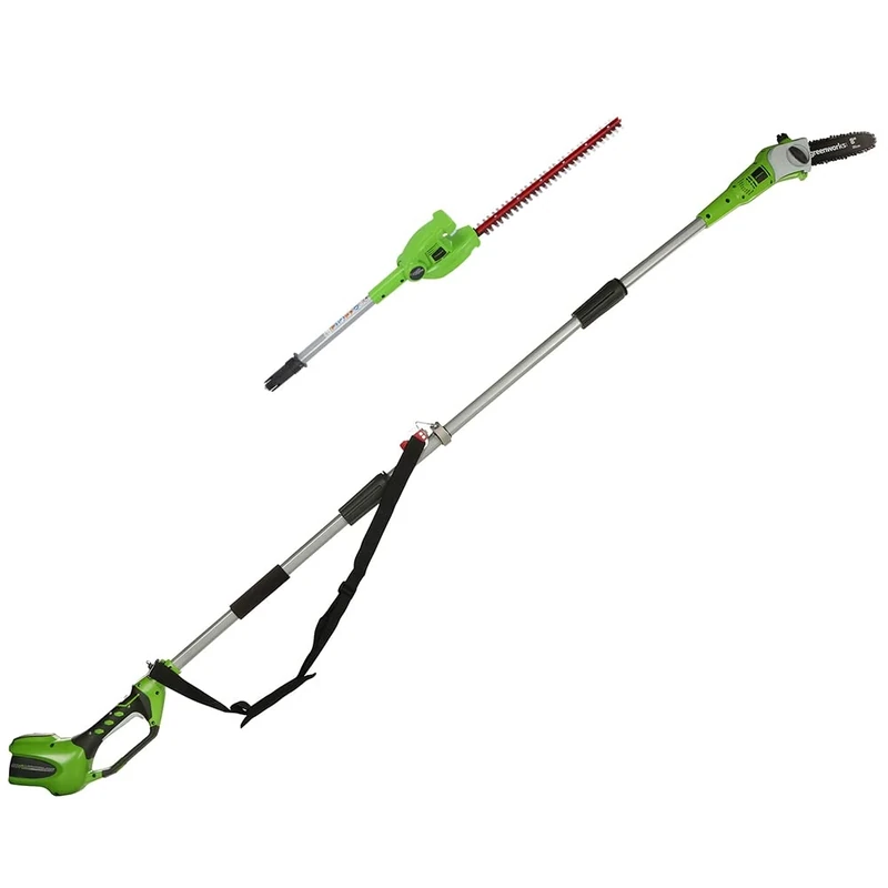 Greenworks G40PSH Cordless 2-in-1 Pole Saw and Pole Hedge Trimmer with Shoulder Strap, Pole Saw 20cm Bar, Trimmer 51cm Dual Action Blades, WITHOUT 40V Battery & Charger, 3 Year Guarantee