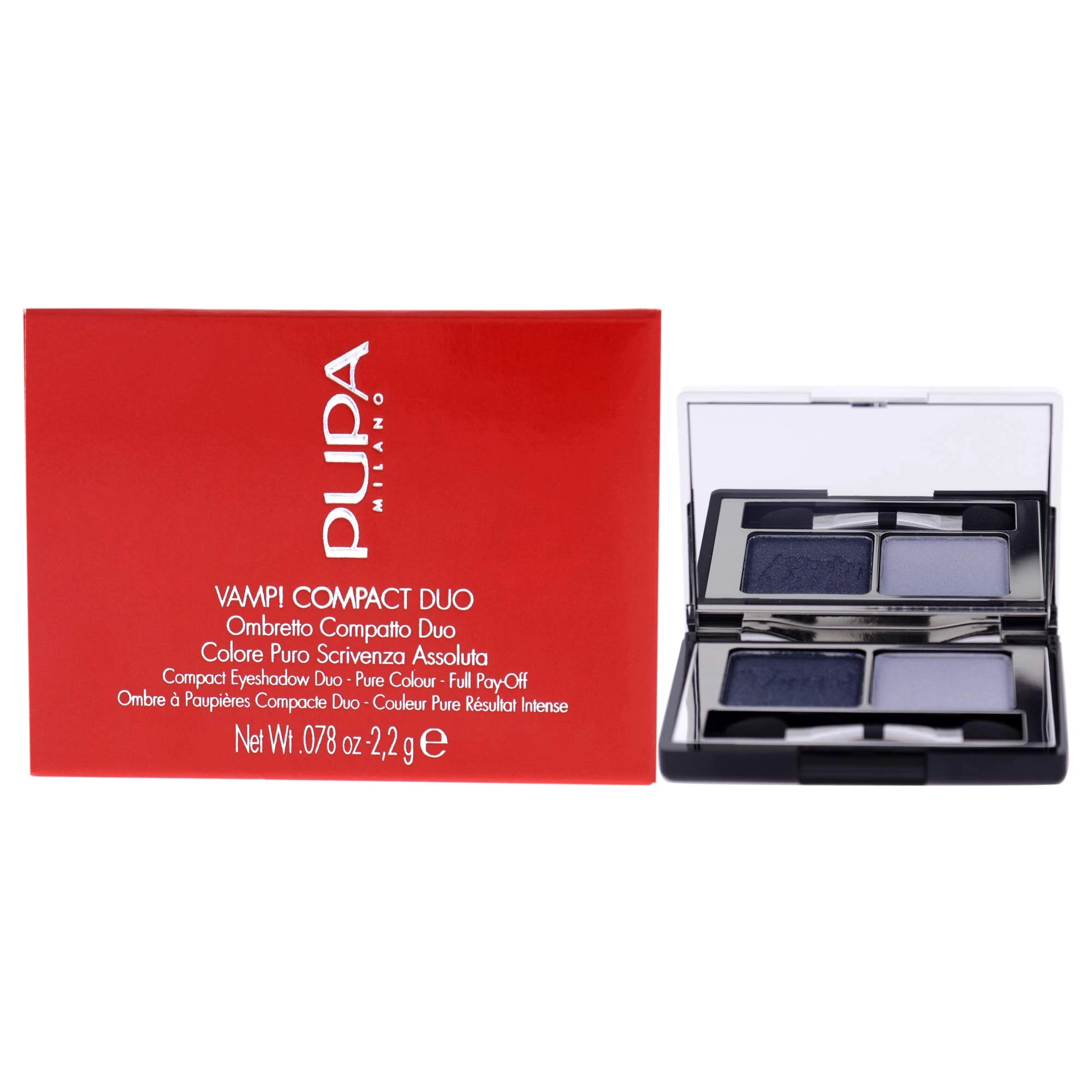 PUPA Milano Vamp! Compact Eyeshadow Duo, Magnetic Blue 2.2 g