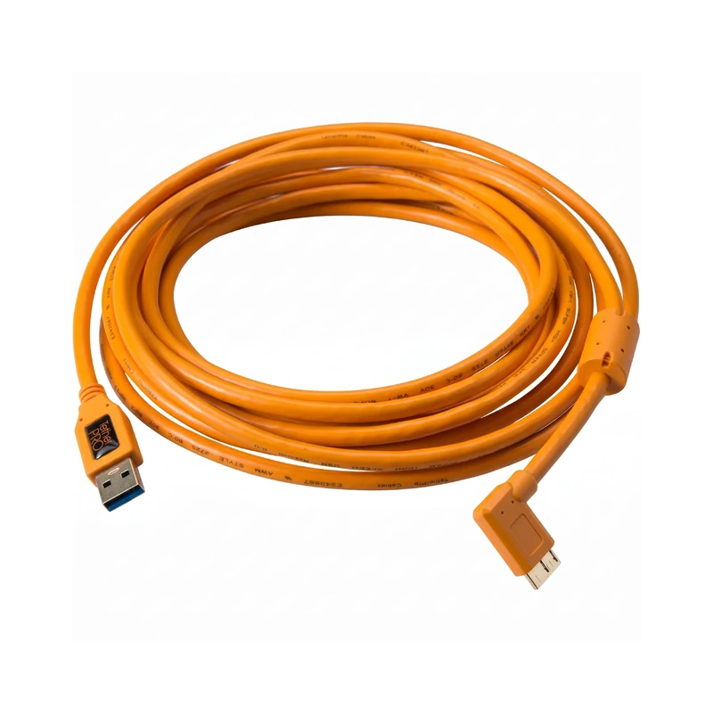 Tether Tools – Tpro 4.6 m/15 'USB 3.0 Micro-B Right Angle Org - Image 1