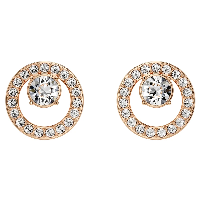 Swarovski womens Hoop Earrings, Creativity Earrings, Crystals,Rose gold-tone plated / White, One Size