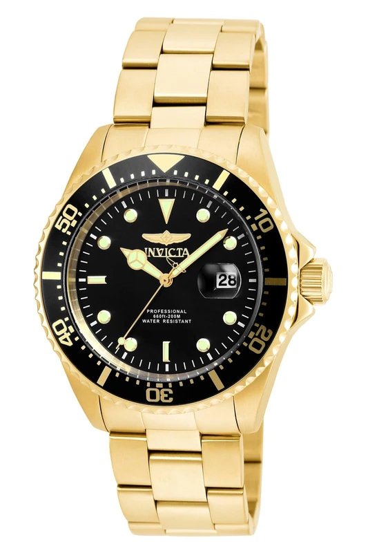 INVICTA Pro Diver 22062 Men's Watch - Waterproof - Analogue - Quartz Movement - Stainless Steel with Black dial - 43mm