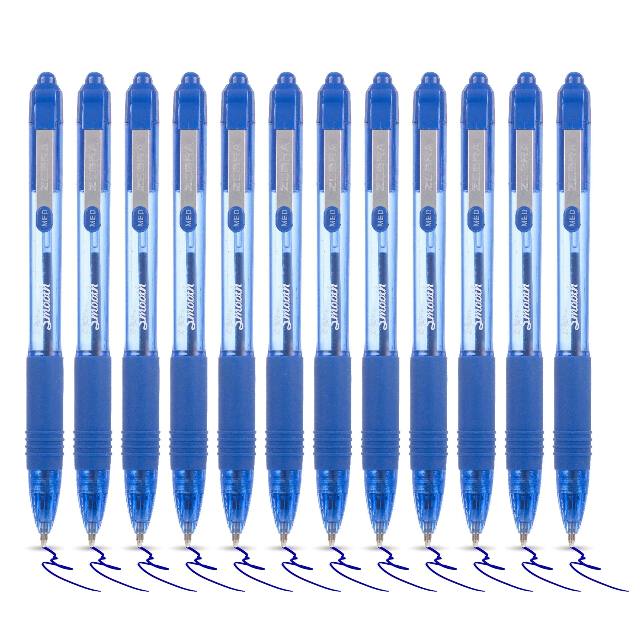Zebra Pen Z-Grip Smooth Retractable Ballpoint Pen, Medium Point, 1.0mm, Blue Ink, 12-Pack