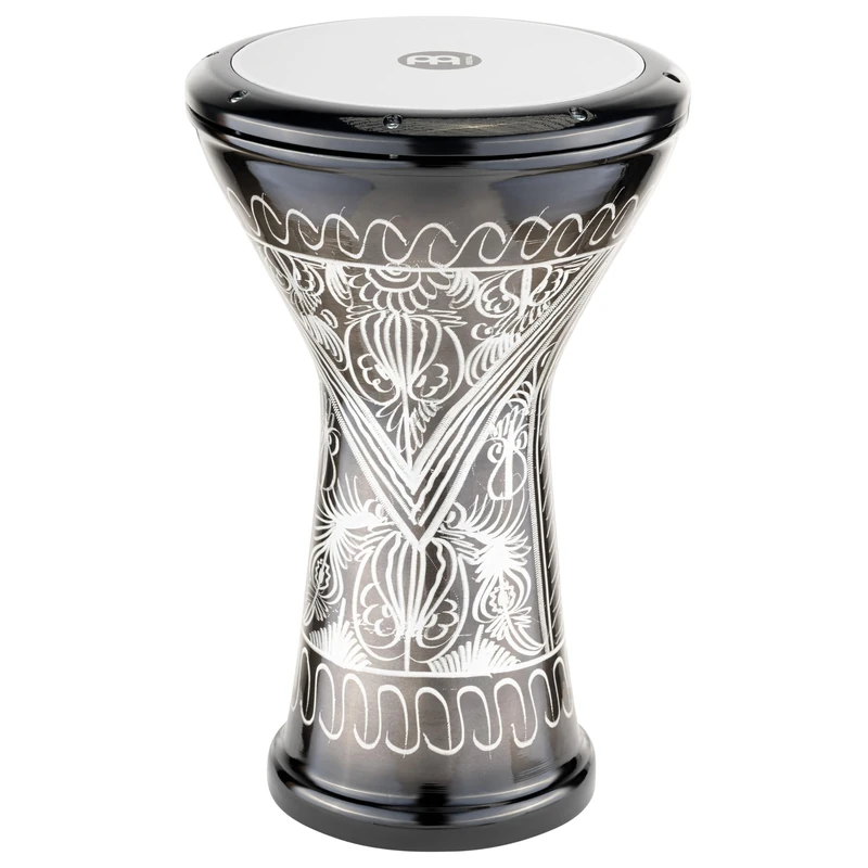 Meinl Percussion Aluminum Bass Doumbek - Large Handdrum - Synthetic Head - Diameter 10 Inches - Hand Engraved - Aluminum, Multicoloured (HE-3218)