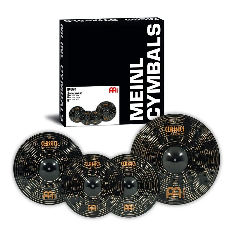 Meinl Cymbals Classics Custom Dark Cymbal Set Box Pack (Video) with 14 inch Hihat, 16 Crash, 20 Ride Cymbal for Drum Set (35,56-50,80cm) B12 Bronze, Dark Finish (CC141620)