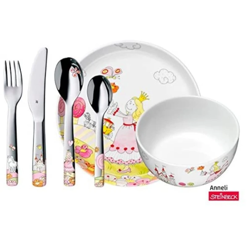 WMF Princess Anneli Cromargan Children's Crockery Set, Multi-Colour, 6-Piece