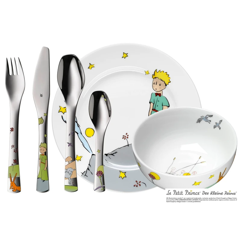 WMF Children's Crockery Set 6-Piece The Little Prince Cromargan 18/10 Stainless Steel Polished Suitable from 6 Years - Image 1