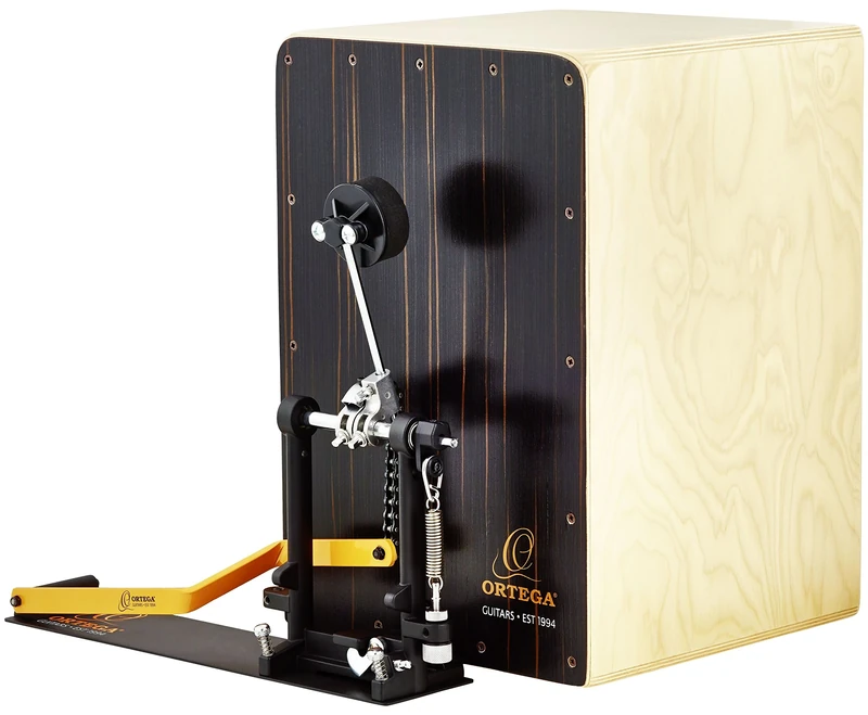 Ortega Guitars Percussion Series Bundle - Cajon and Right-Foot Pedal - Stomp Box Set - Includes Gig Bag and Drum Key (OSTBCJ-BU)