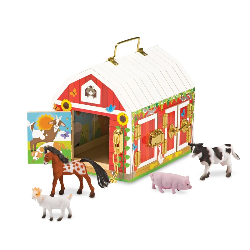 Melissa & Doug Latches Wooden Activity Barn | Farm Toys for Kids, Set with Animal Figures | Age 3+