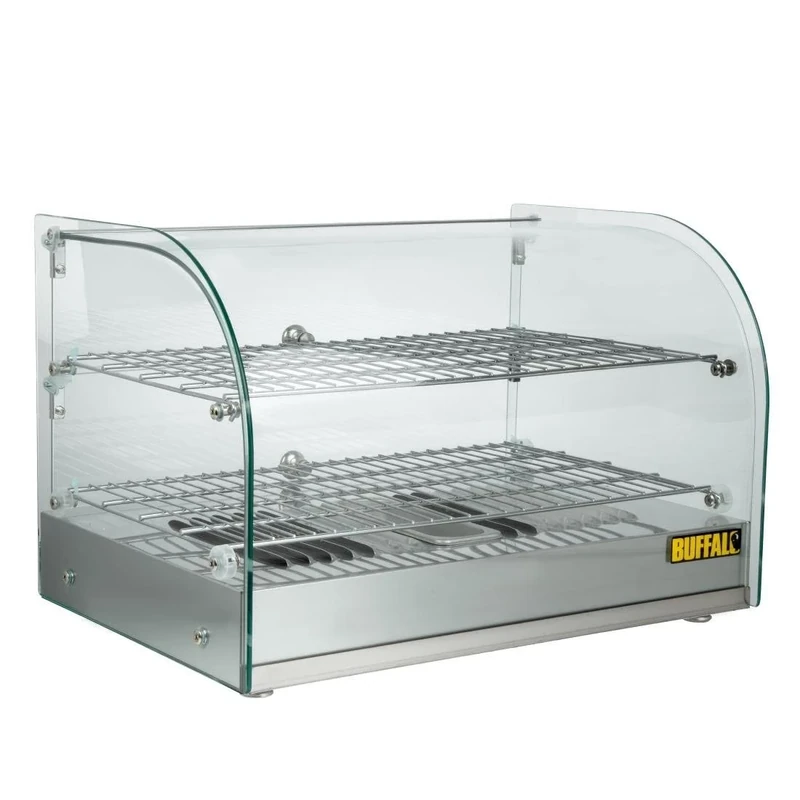 Buffalo Countertop Heated Food Display 554mm - Shelves Included, Adjustable Temperature, Glass Front CK916