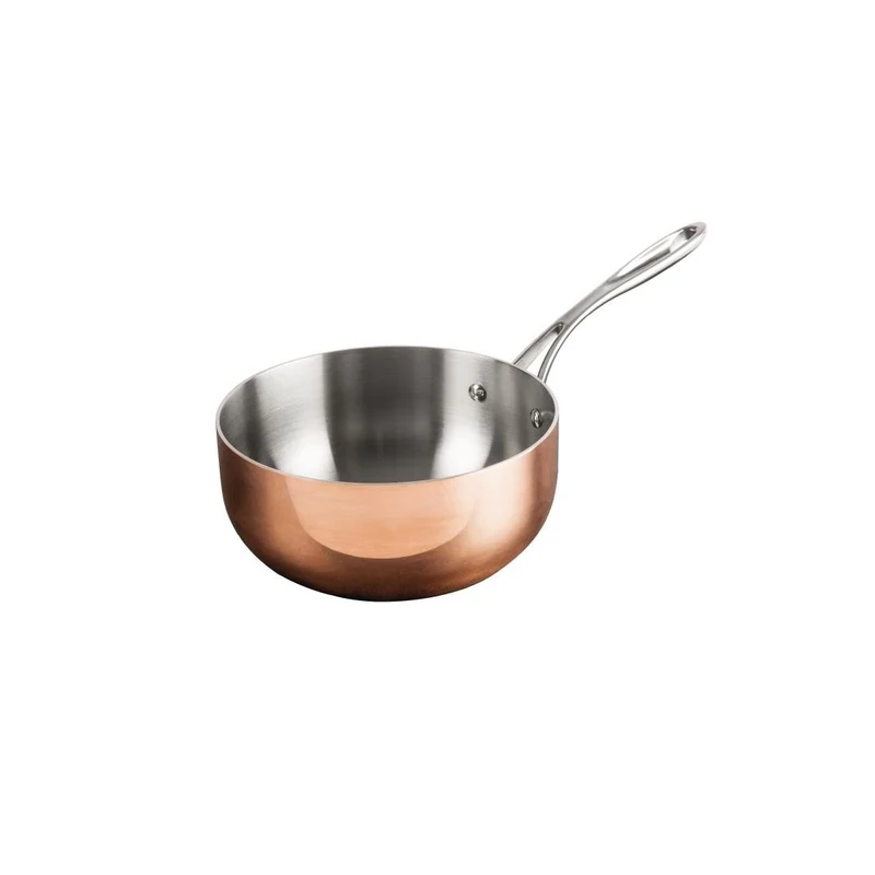 Vogue Tri Wall Copper Flared Saute Pan 200 mm/1.8 Litre, Material: Aluminium/Steel/Copper Tri-wall - Induction Hob, Gas, Electric & Solid Top Compatible, CM677