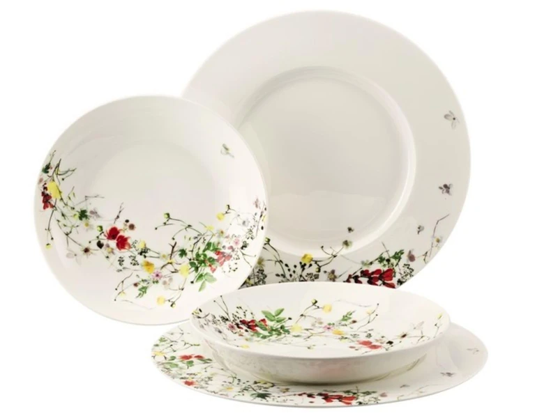 Rosenthal Brillance Fleurs Sauvages 4-Piece Dinnerware Set with Flag and Coupe Plates Set