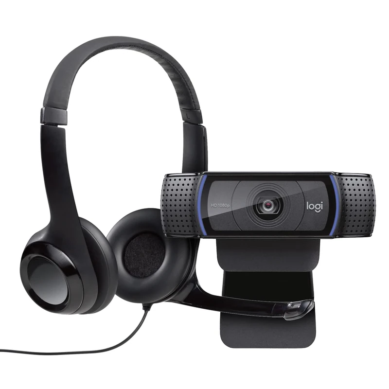 Logitech C920 USB HD Pro Webcam with Auto-Focus and Microphone & Logitech H390 USB Headset