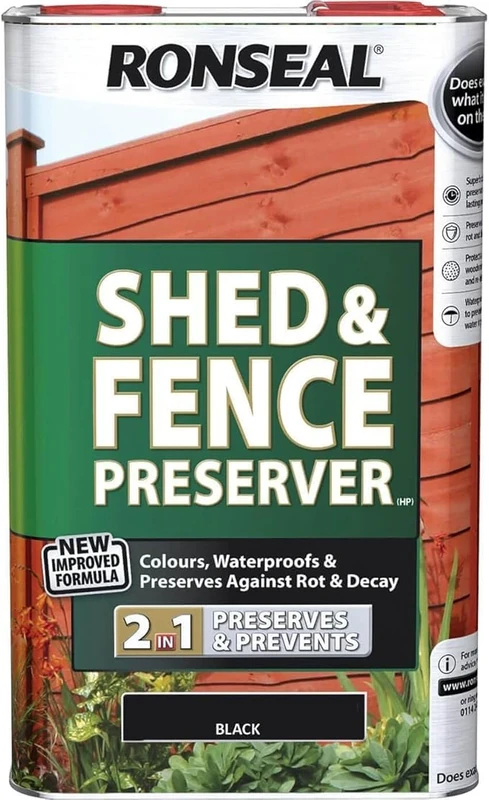 Ronseal RSLSFB5L 5 Litre Shed and Fence Preserver - Black
