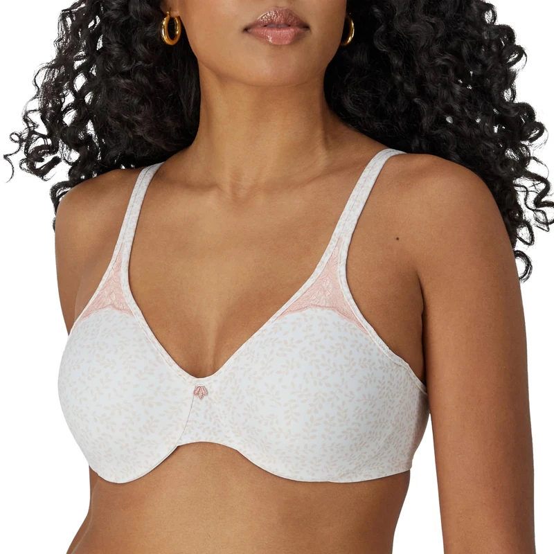 Bali Women's Passion for Comfort Minimizer Bra, Pink Leaf Print, 40DD