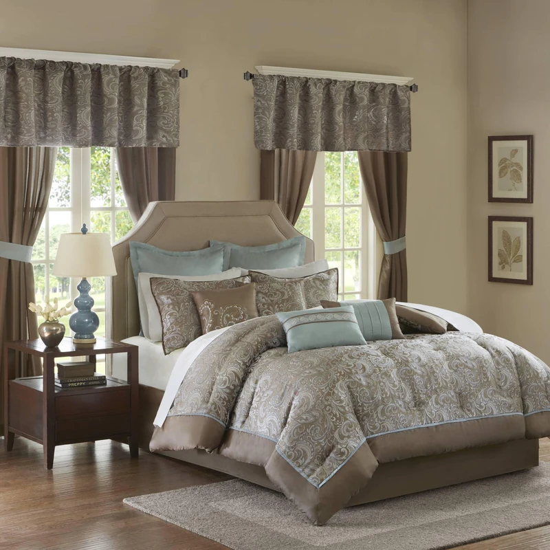 Madison Park Down Alternative Hypoallergenic All Season Bedding-Set, Polyester, Blue, Queen
