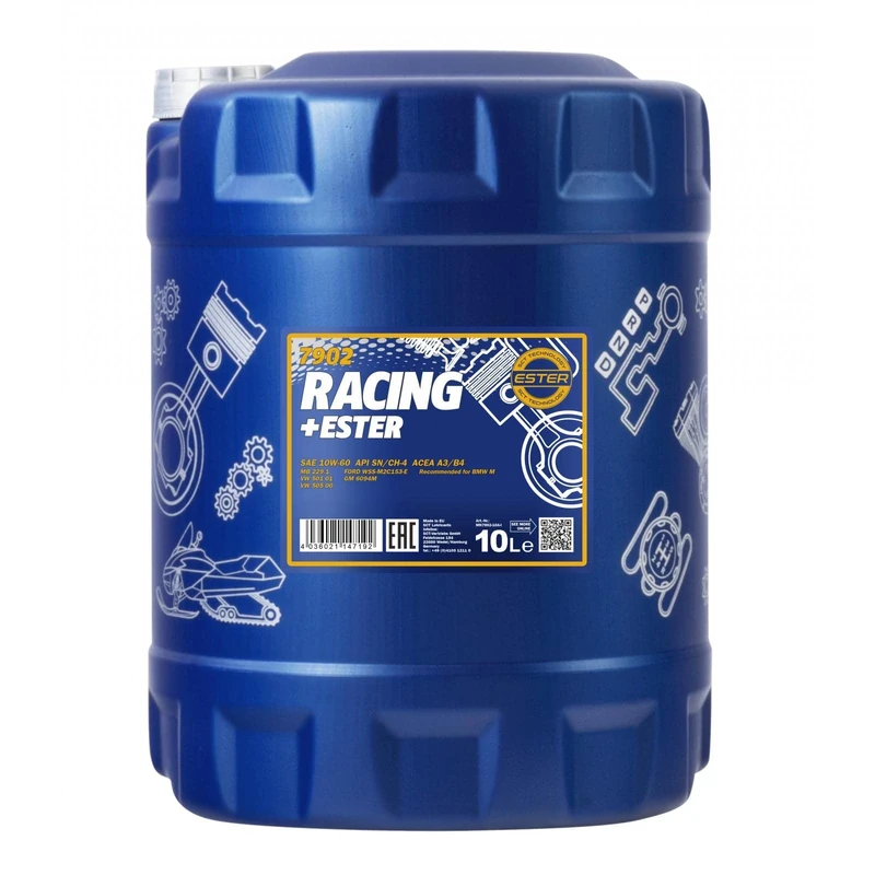 Mannol 10 Litres Racing Ester 10W-60 Engine Oil 7902 API SN/CH-4 Universal Bi-Synthetic PAO And Ester Technology